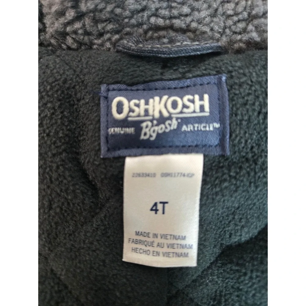 OshKosh Bgosh Boys Grey Double Breasted Pea Coat Faux Shearling Collar 4T NEW